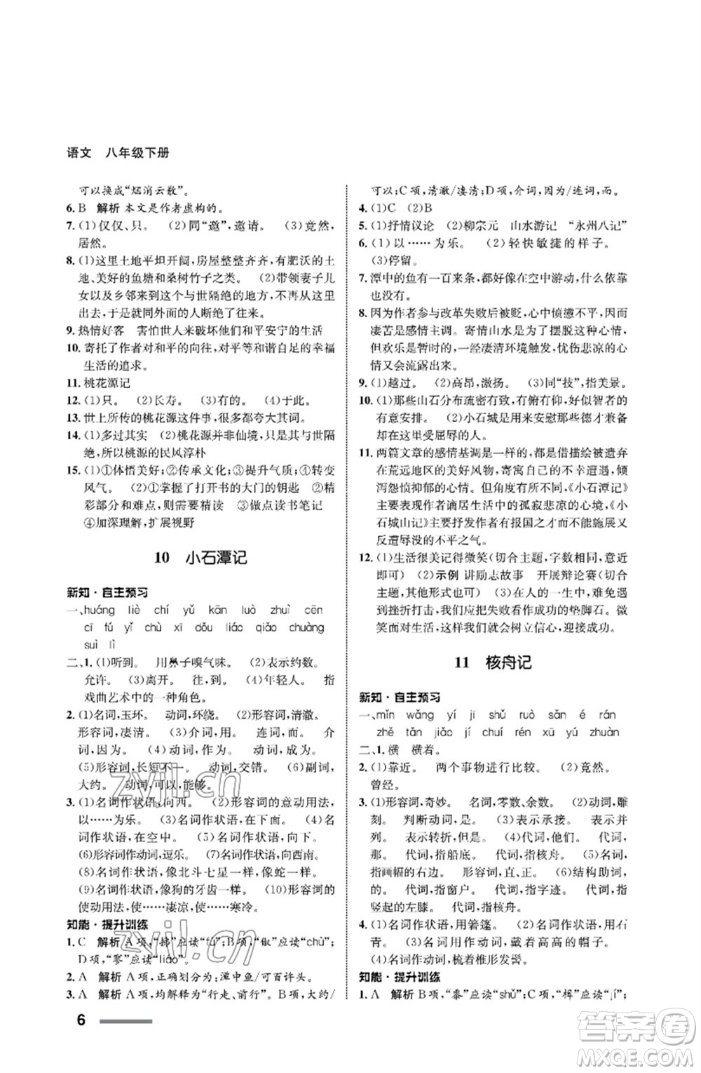 甘肅教育出版社2023語文配套綜合練習(xí)八年級下冊人教版參考答案