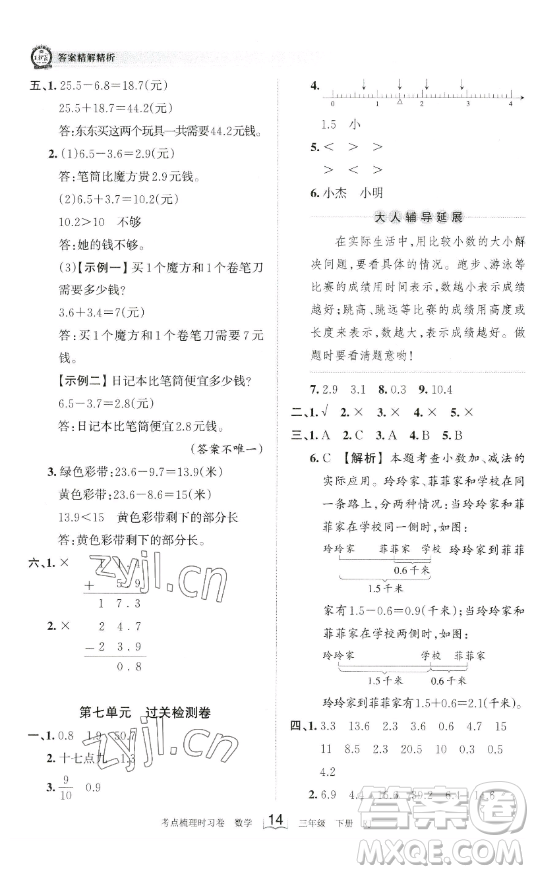 江西人民出版社2023王朝霞考點(diǎn)梳理時(shí)習(xí)卷三年級(jí)下冊(cè)數(shù)學(xué)人教版答案