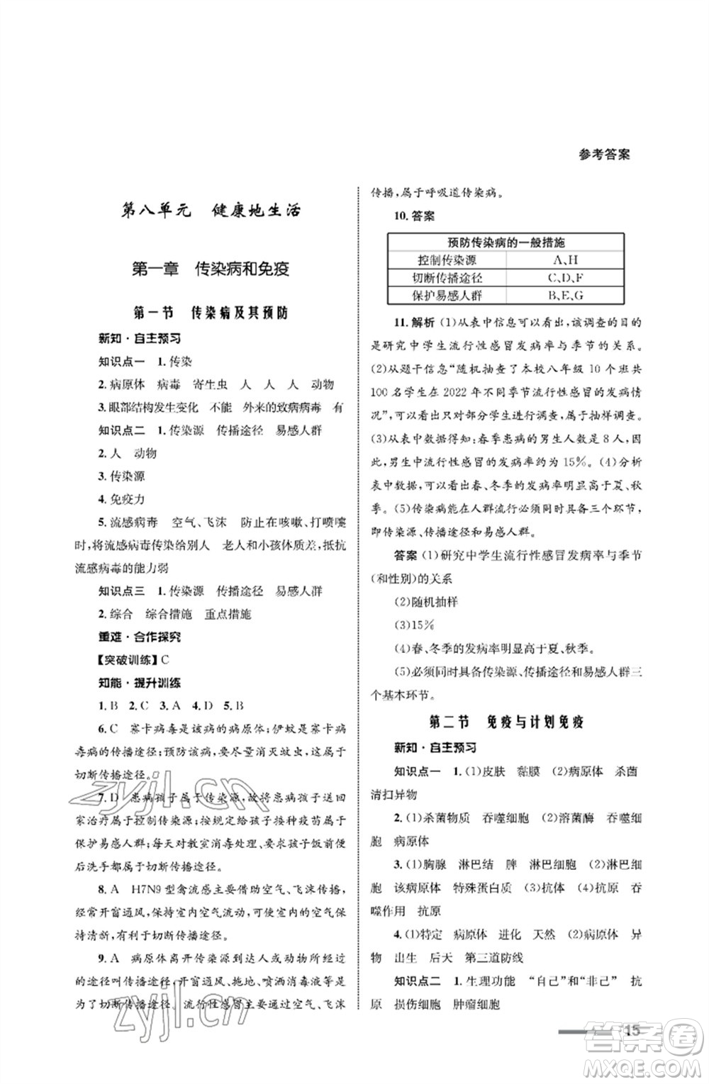 甘肅教育出版社2023生物學(xué)配套綜合練習(xí)八年級(jí)下冊(cè)人教版參考答案