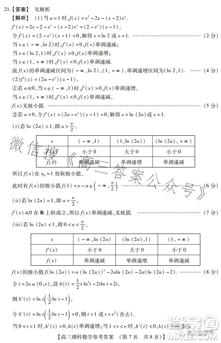 河南省2023高三年級TOP二十名校二月調研考理科數(shù)學試卷答案