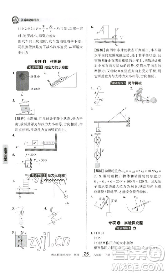 江西人民出版社2023王朝霞考點梳理時習(xí)卷八年級下冊物理人教版答案