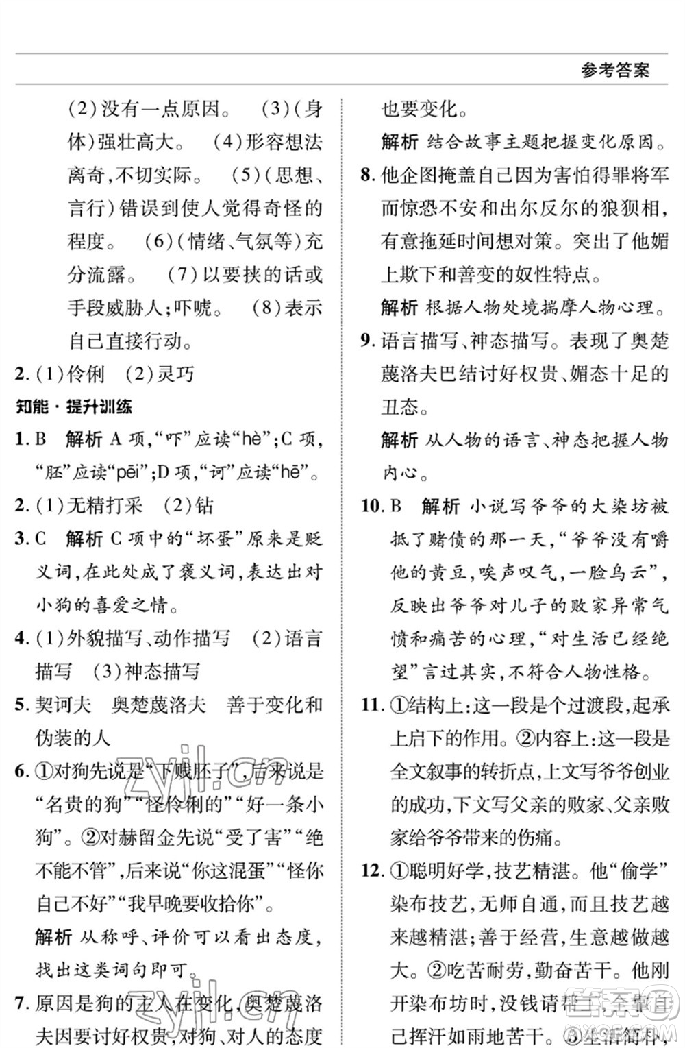 北京師范大學(xué)出版社2023語文配套綜合練習(xí)九年級(jí)下冊(cè)人教版參考答案