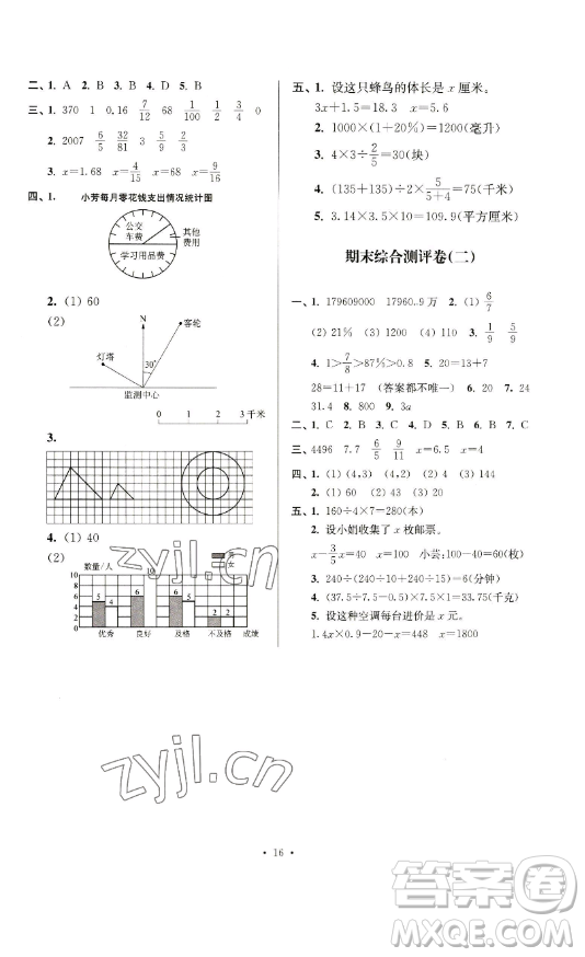 江蘇人民出版社2023高分拔尖提優(yōu)訓(xùn)練六年級(jí)下冊(cè)數(shù)學(xué)蘇教版江蘇專版參考答案