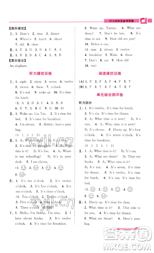 江蘇鳳凰美術(shù)出版社2023高分拔尖提優(yōu)訓(xùn)練三年級(jí)下冊(cè)英語(yǔ)譯林版江蘇專版參考答案