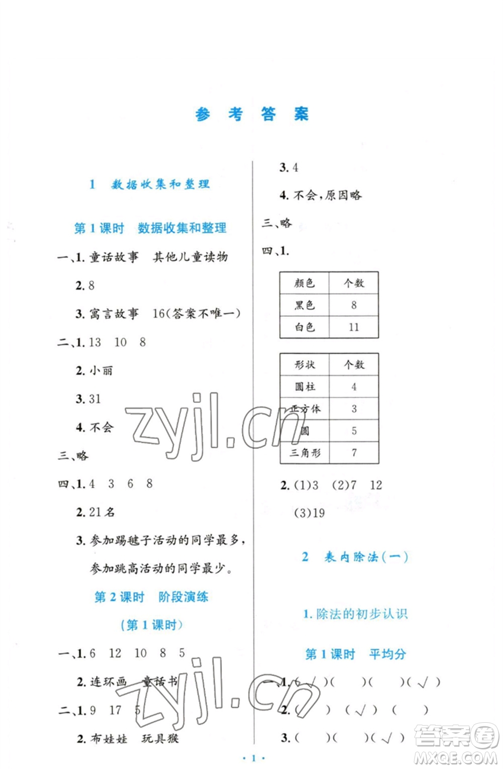 人民教育出版社2023小學(xué)同步測(cè)控優(yōu)化設(shè)計(jì)二年級(jí)數(shù)學(xué)下冊(cè)人教版增強(qiáng)版參考答案