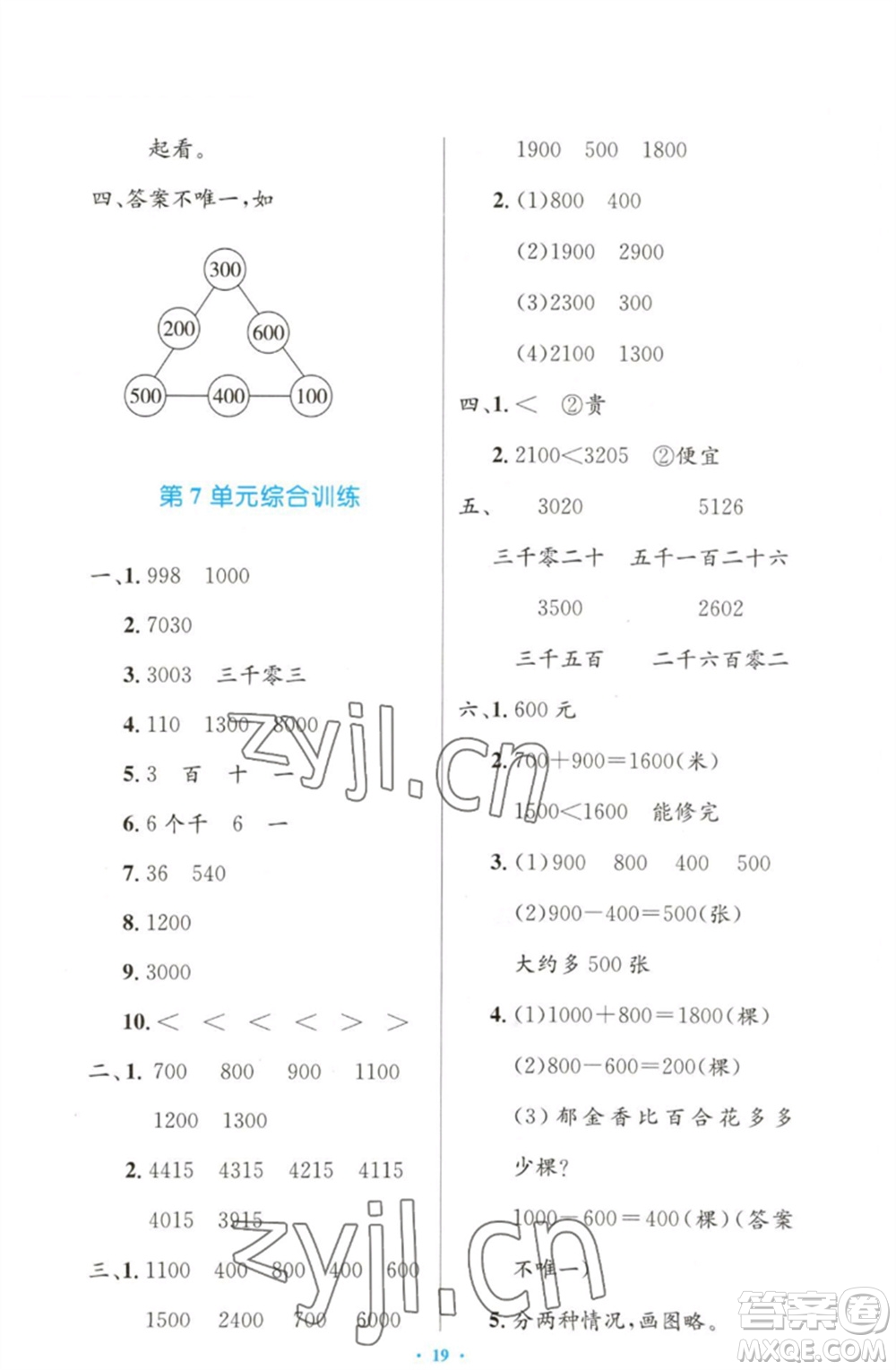 人民教育出版社2023小學(xué)同步測(cè)控優(yōu)化設(shè)計(jì)二年級(jí)數(shù)學(xué)下冊(cè)人教版增強(qiáng)版參考答案