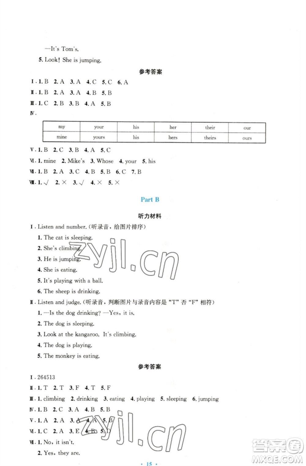 人民教育出版社2023小學同步測控優(yōu)化設(shè)計五年級英語下冊人教PEP版三起增強版參考答案