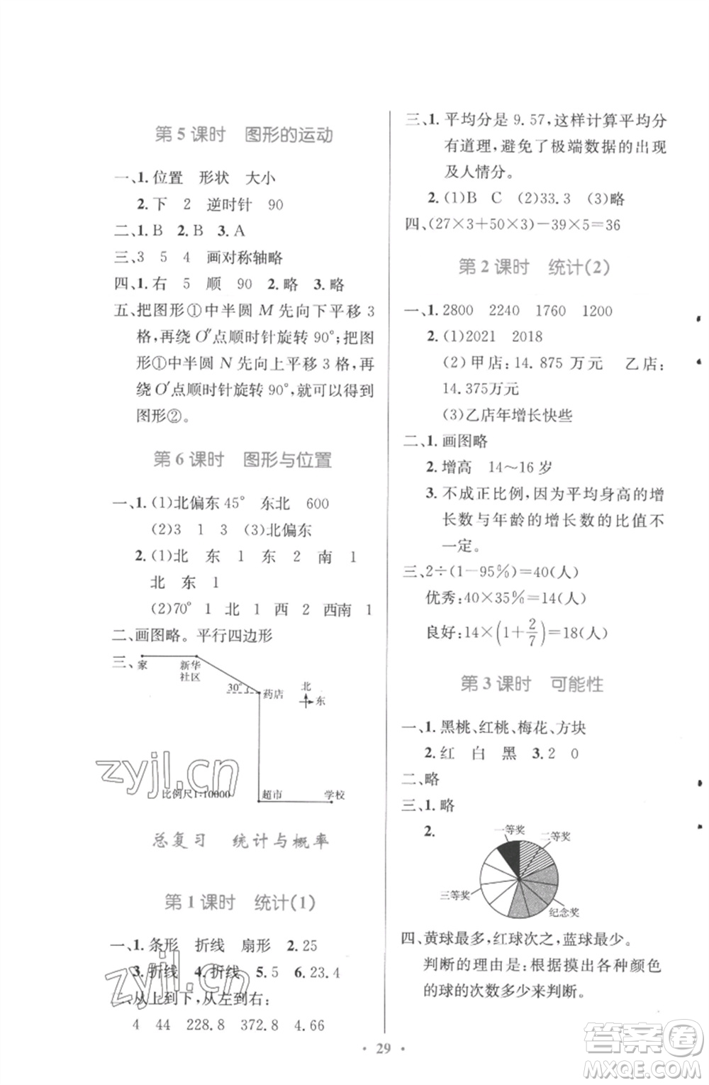 北京師范大學出版社2023小學同步測控優(yōu)化設計六年級數(shù)學下冊北師大版參考答案