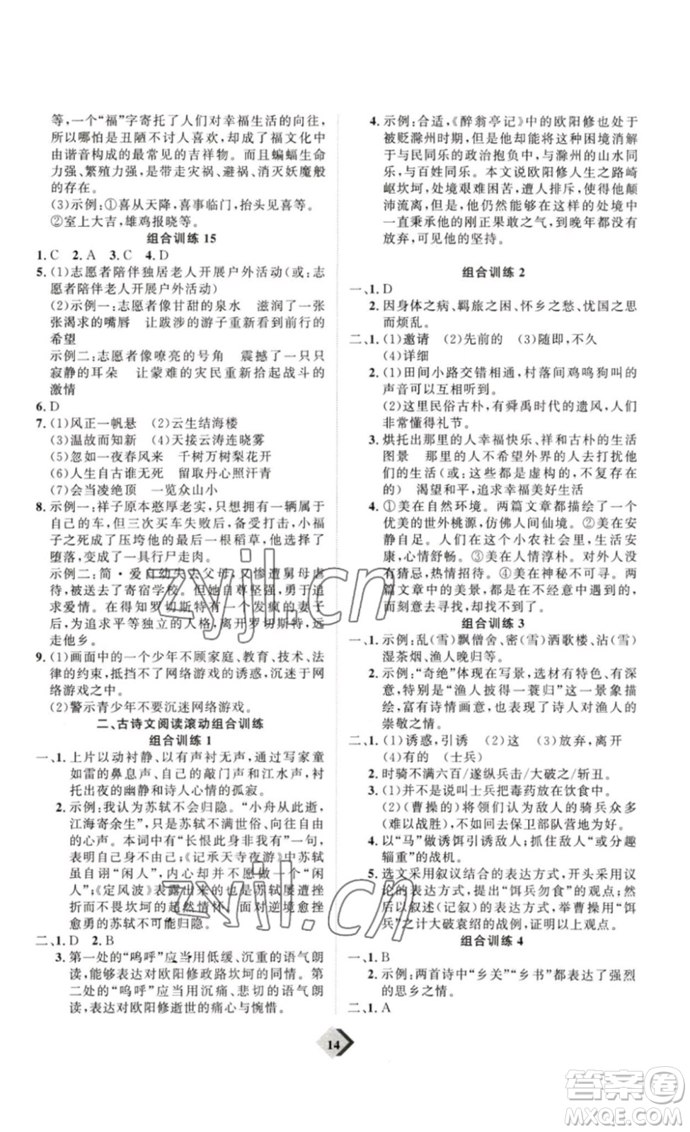 延邊教育出版社2023最新版優(yōu)+學(xué)案贏在中考語(yǔ)文答案