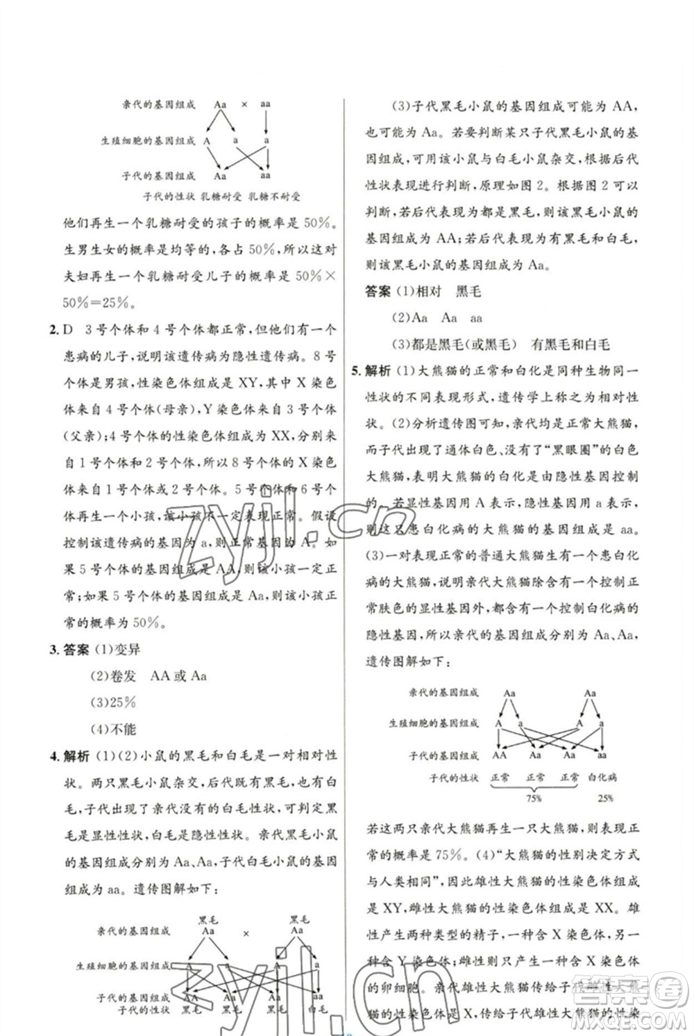 人民教育出版社2023初中同步測(cè)控優(yōu)化設(shè)計(jì)八年級(jí)生物下冊(cè)人教版參考答案