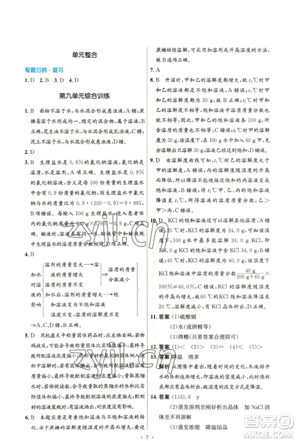 人民教育出版社2023初中同步測(cè)控優(yōu)化設(shè)計(jì)九年級(jí)化學(xué)下冊(cè)人教版精編版參考答案