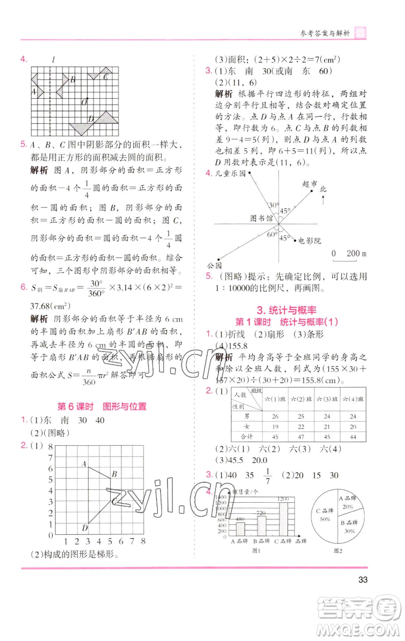 湖南師范大學(xué)出版社2023木頭馬分層課課練六年級數(shù)學(xué)下冊人教版浙江專版參考答案