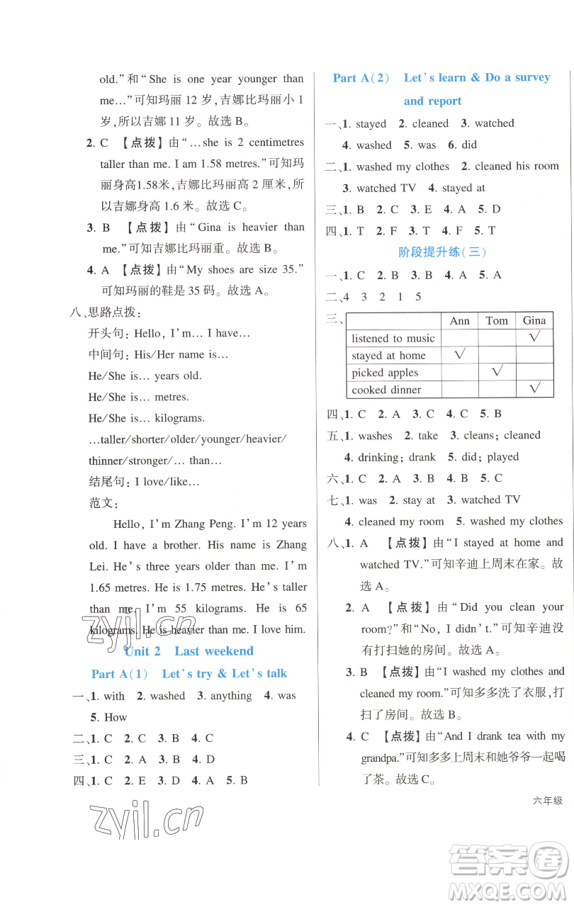 長(zhǎng)江出版社2023黃岡狀元成才路狀元作業(yè)本六年級(jí)英語下冊(cè)人教PEP版