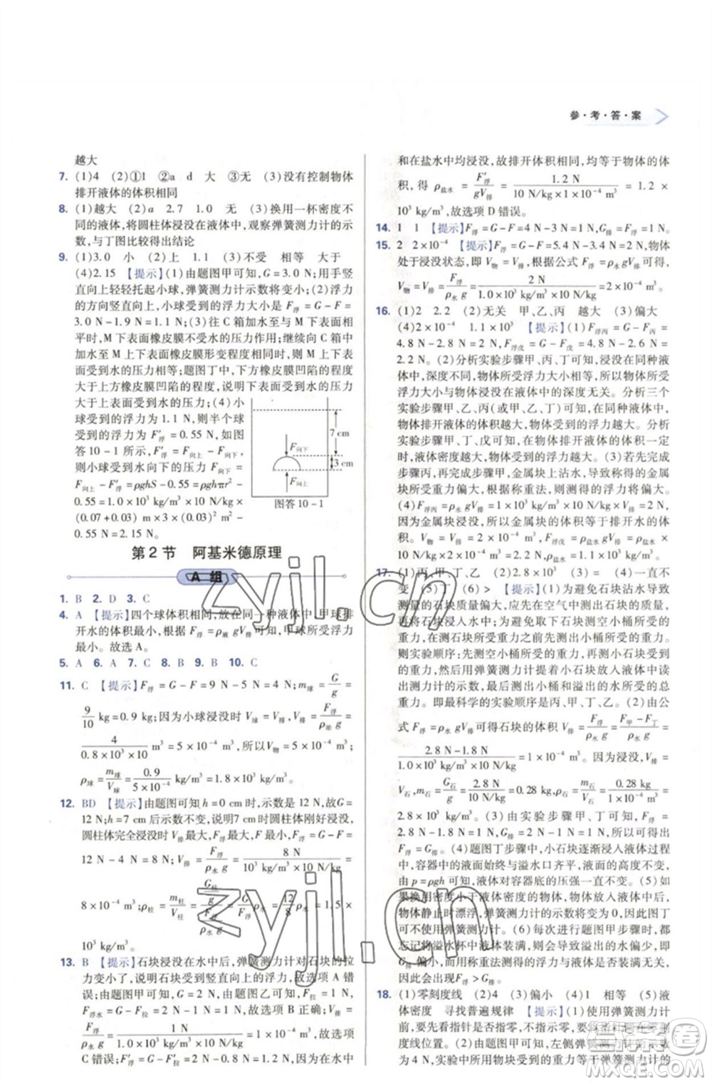 天津教育出版社2023學習質(zhì)量監(jiān)測八年級物理下冊人教版參考答案