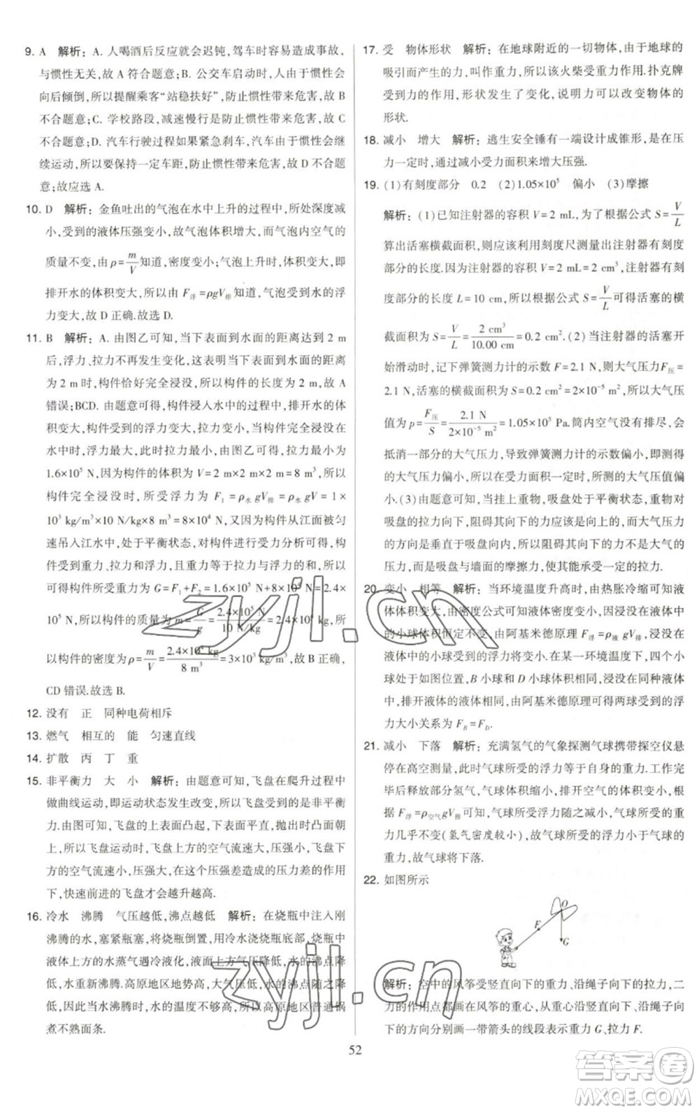 河海大學(xué)出版社2023學(xué)霸提優(yōu)大試卷八年級物理下冊蘇科版參考答案