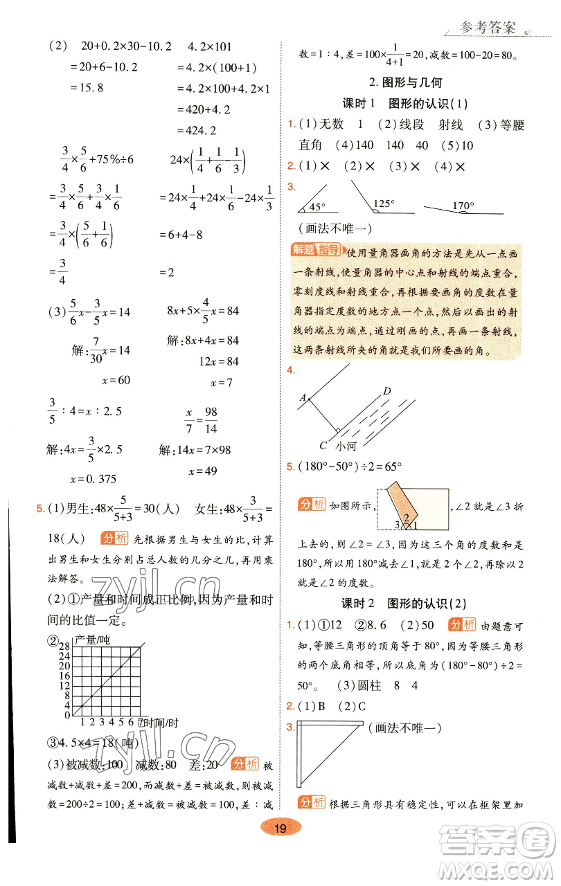 陜西師范大學(xué)出版總社有限公司2023黃岡同步練一日一練六年級數(shù)學(xué)下冊北師大版參考答案