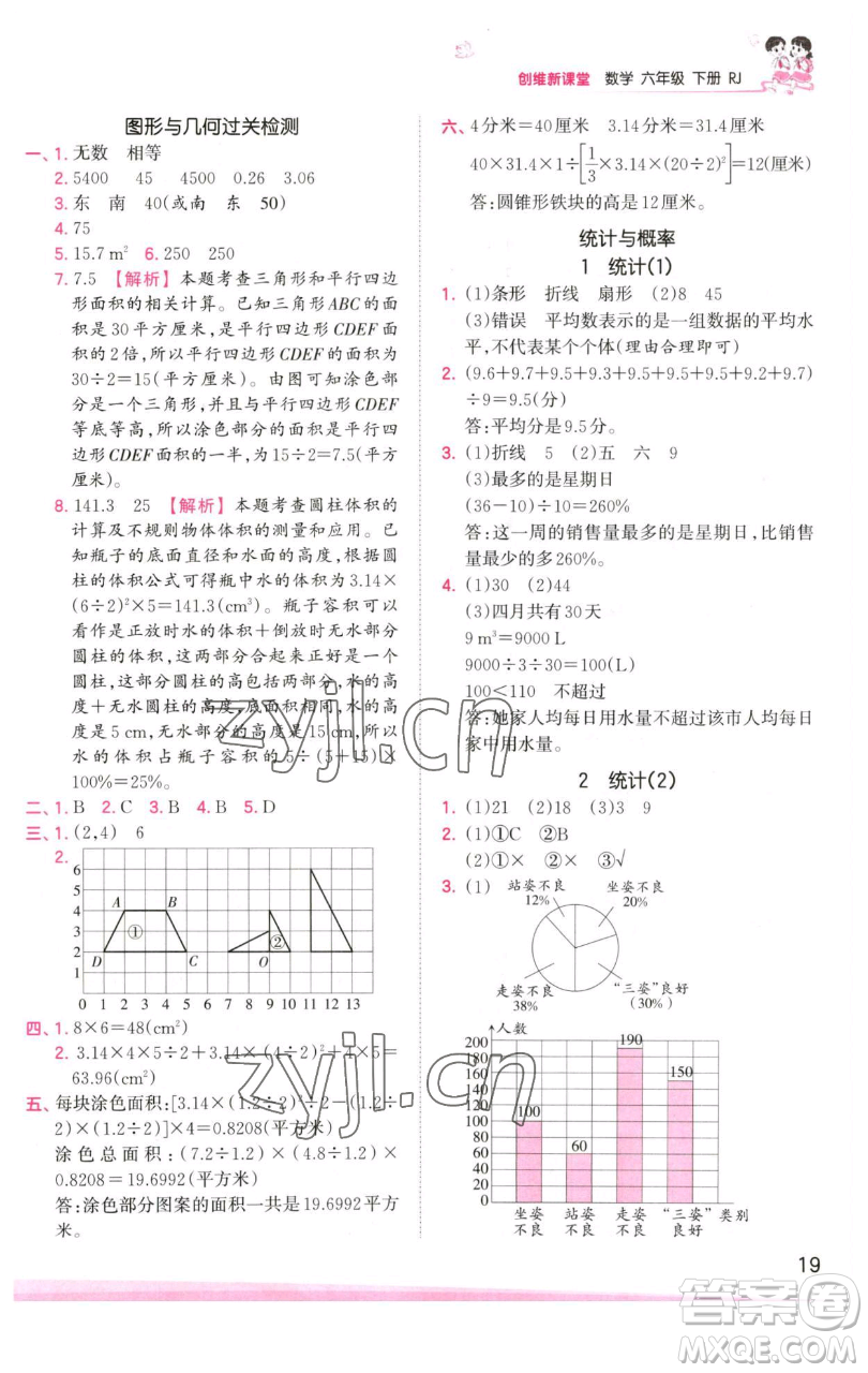 江西人民出版社2023王朝霞創(chuàng)維新課堂數(shù)學(xué)六年級(jí)下冊(cè)人教版參考答案