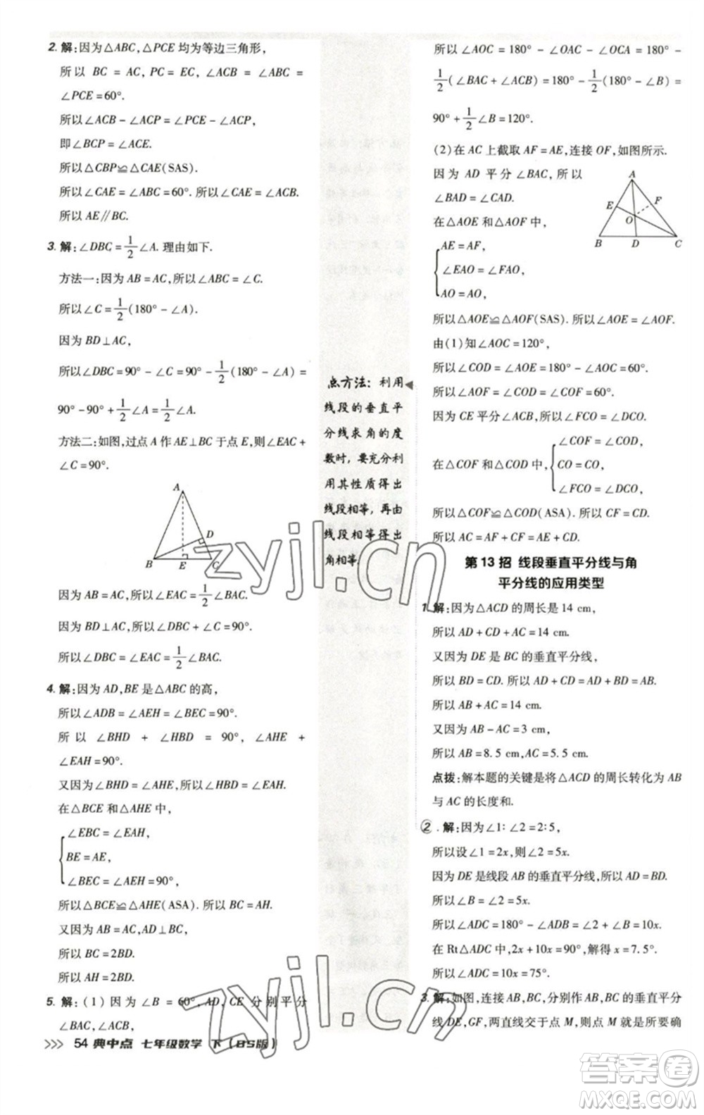 陜西人民教育出版社2023綜合應(yīng)用創(chuàng)新題典中點(diǎn)七年級(jí)數(shù)學(xué)下冊(cè)北師大版參考答案