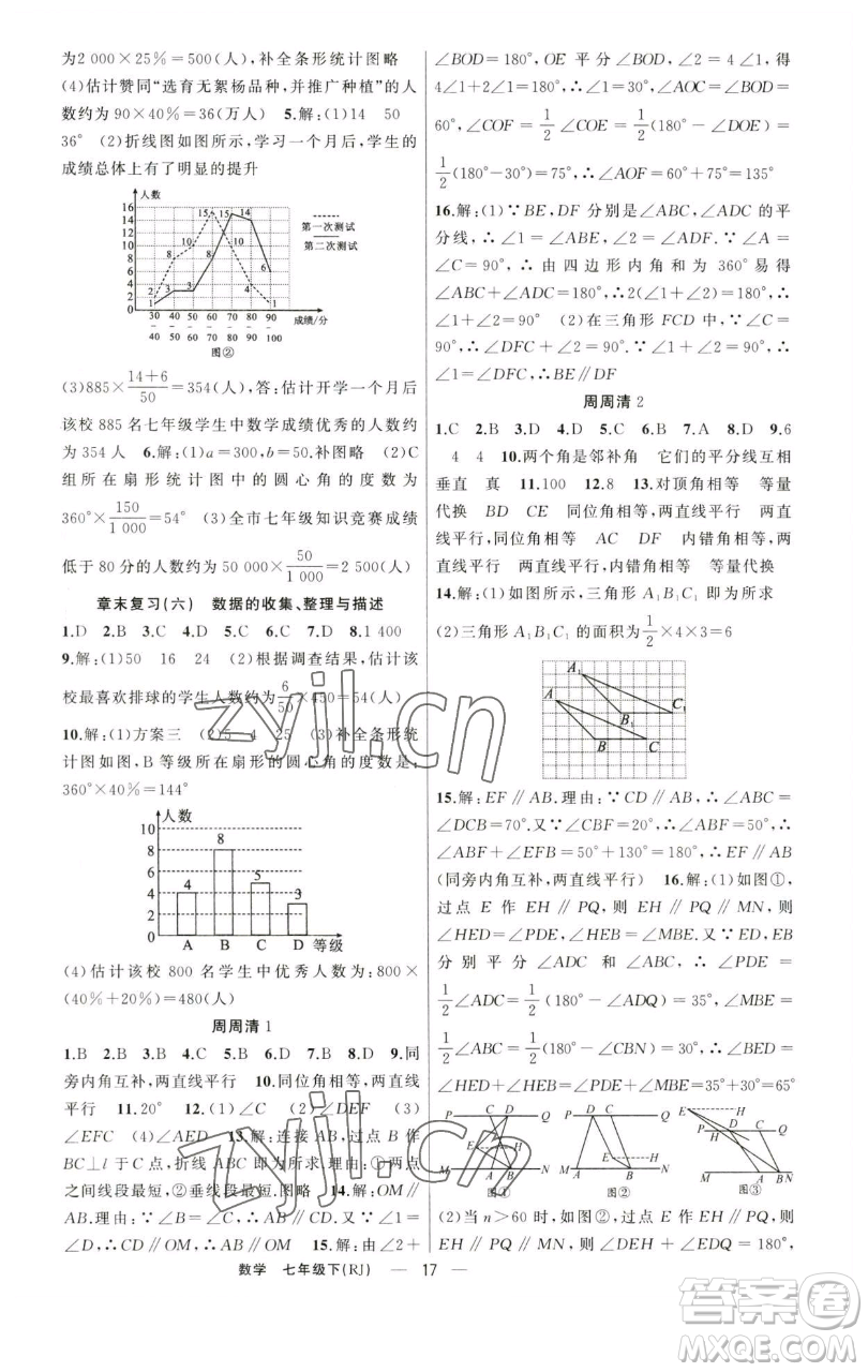 新疆青少年出版社2023四清導(dǎo)航七年級下冊數(shù)學人教版河南專版參考答案