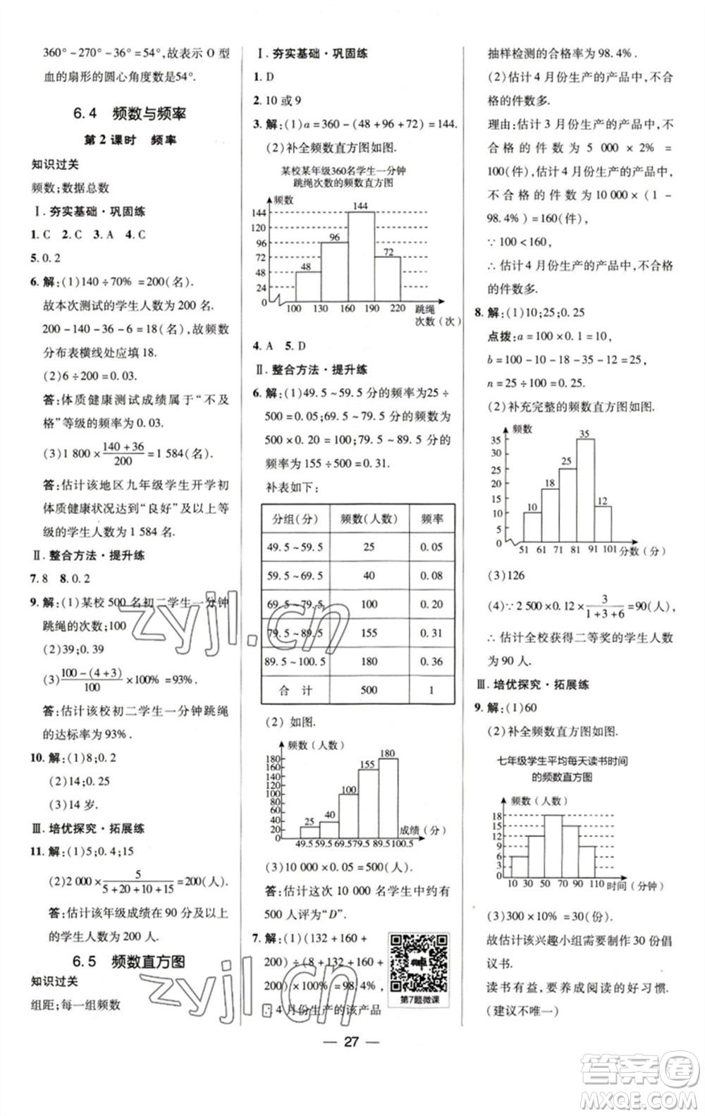 陜西人民教育出版社2023綜合應(yīng)用創(chuàng)新題典中點(diǎn)七年級(jí)數(shù)學(xué)下冊(cè)浙教版參考答案