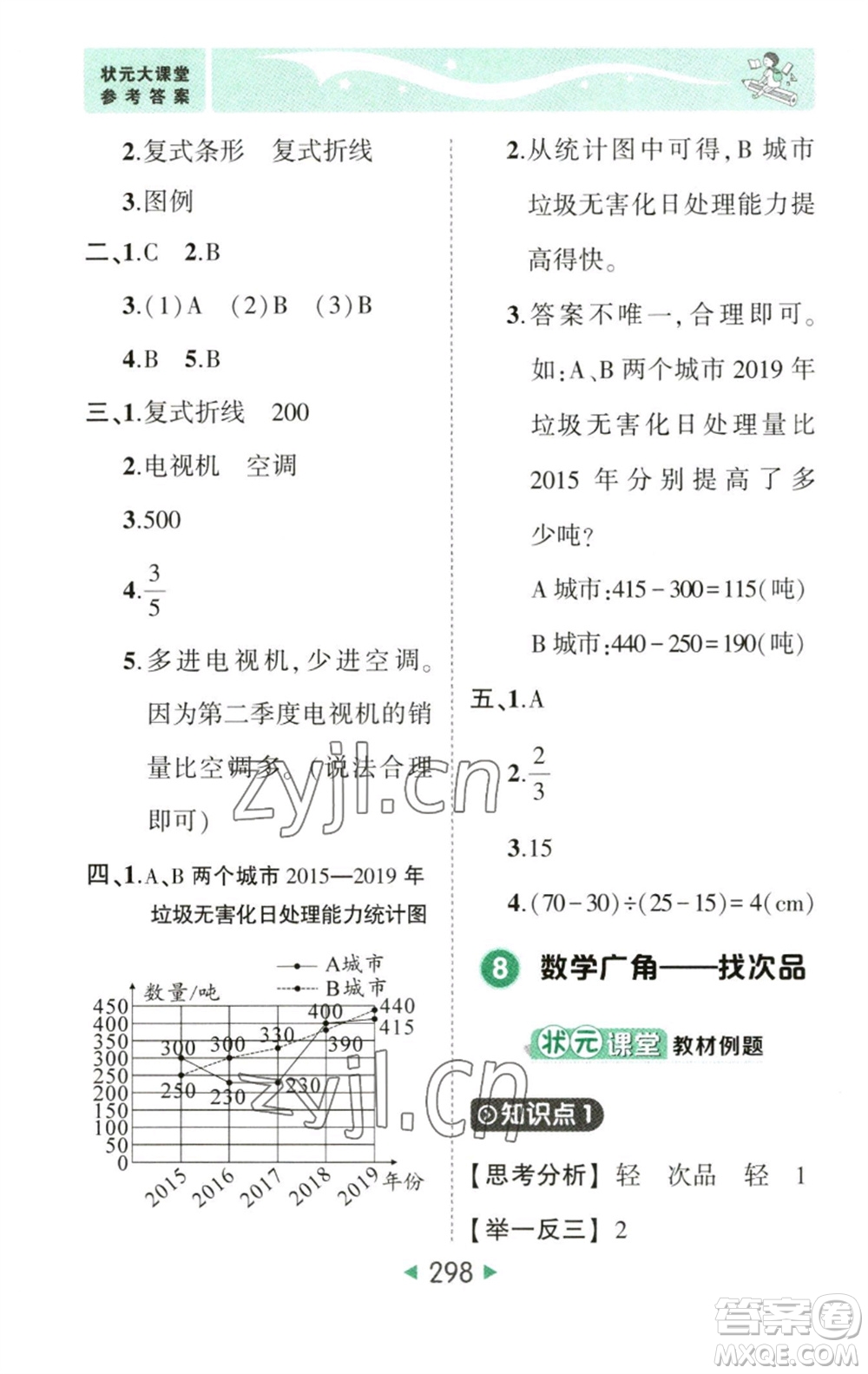 西安出版社2023春季狀元成才路狀元大課堂五年級數(shù)學(xué)下冊人教版參考答案