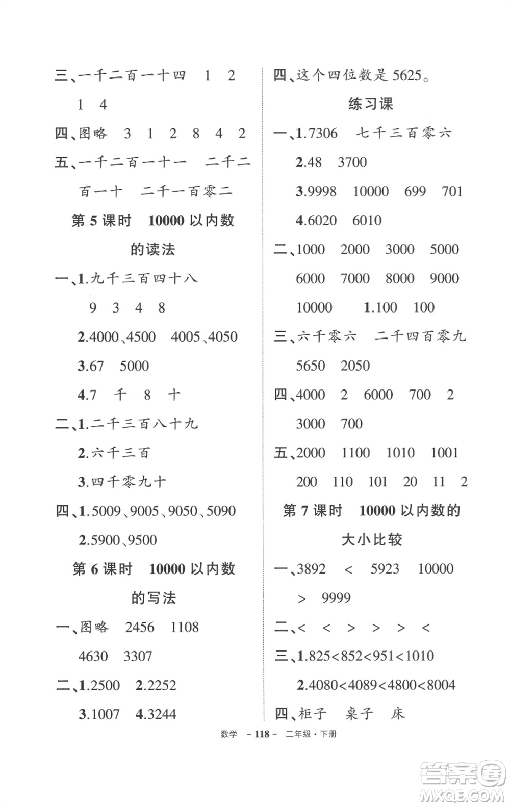 武漢出版社2023狀元成才路創(chuàng)優(yōu)作業(yè)100分二年級(jí)數(shù)學(xué)下冊(cè)人教版貴州專版參考答案