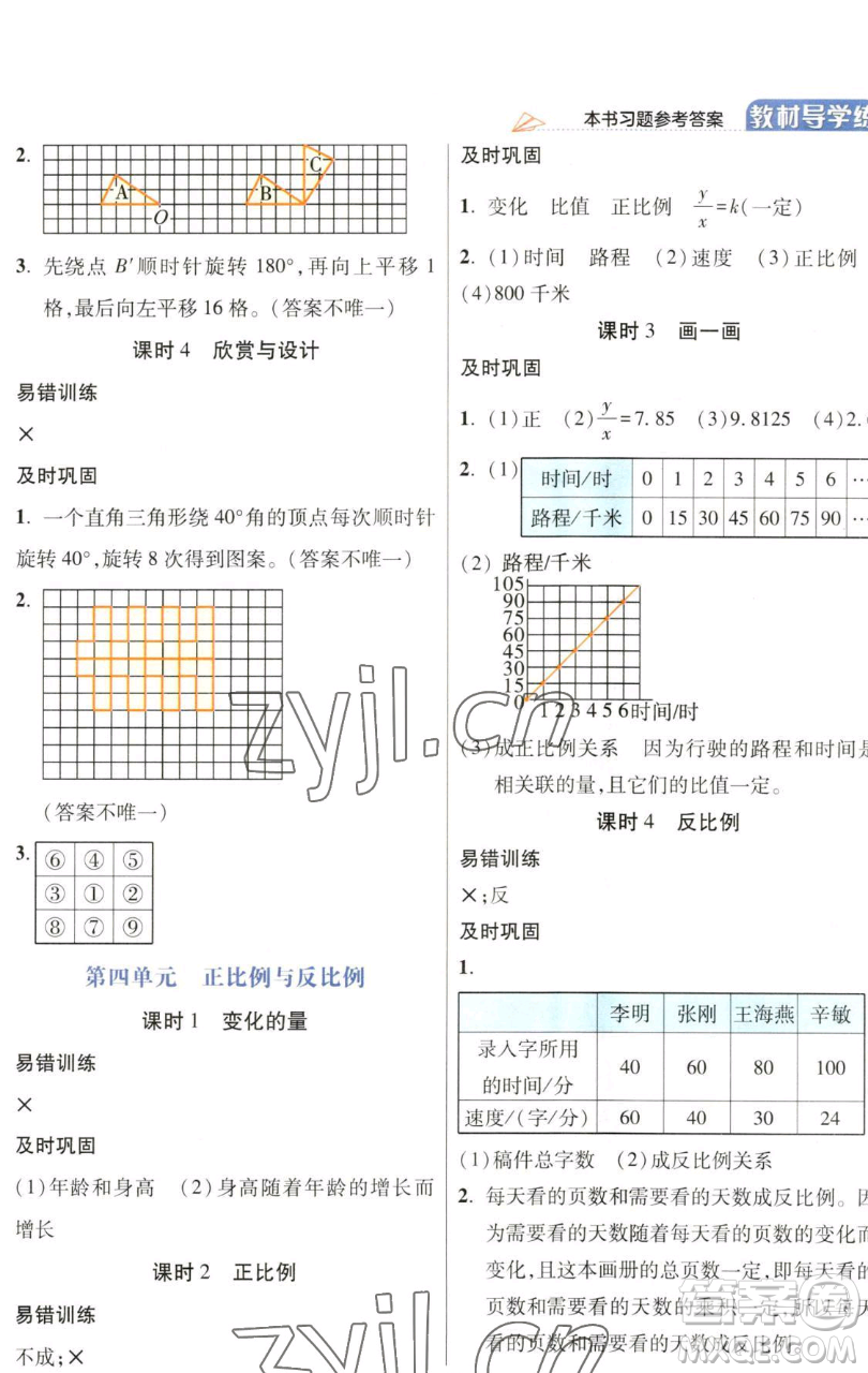 開明出版社2023倍速學(xué)習(xí)法六年級下冊數(shù)學(xué)北師大版參考答案