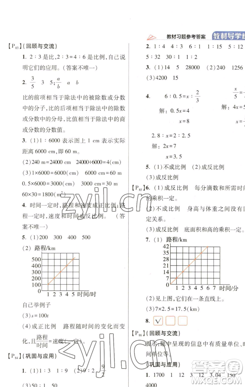 開明出版社2023倍速學(xué)習(xí)法六年級下冊數(shù)學(xué)北師大版參考答案