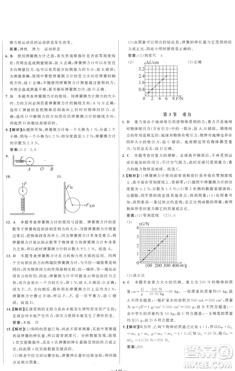 延邊大學(xué)出版社2023世紀(jì)金榜百練百勝八年級下冊物理人教版參考答案