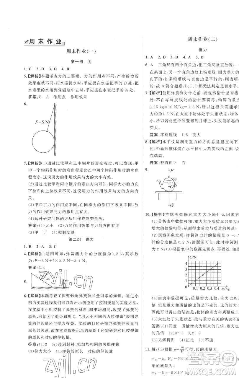 延邊大學(xué)出版社2023世紀(jì)金榜百練百勝八年級下冊物理人教版參考答案