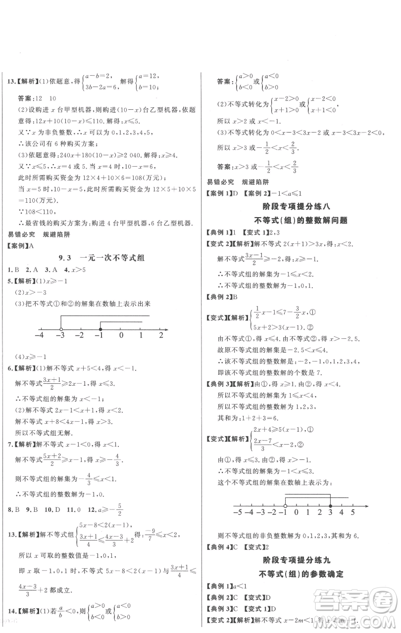 延邊大學(xué)出版社2023世紀(jì)金榜百練百勝七年級下冊數(shù)學(xué)人教版參考答案