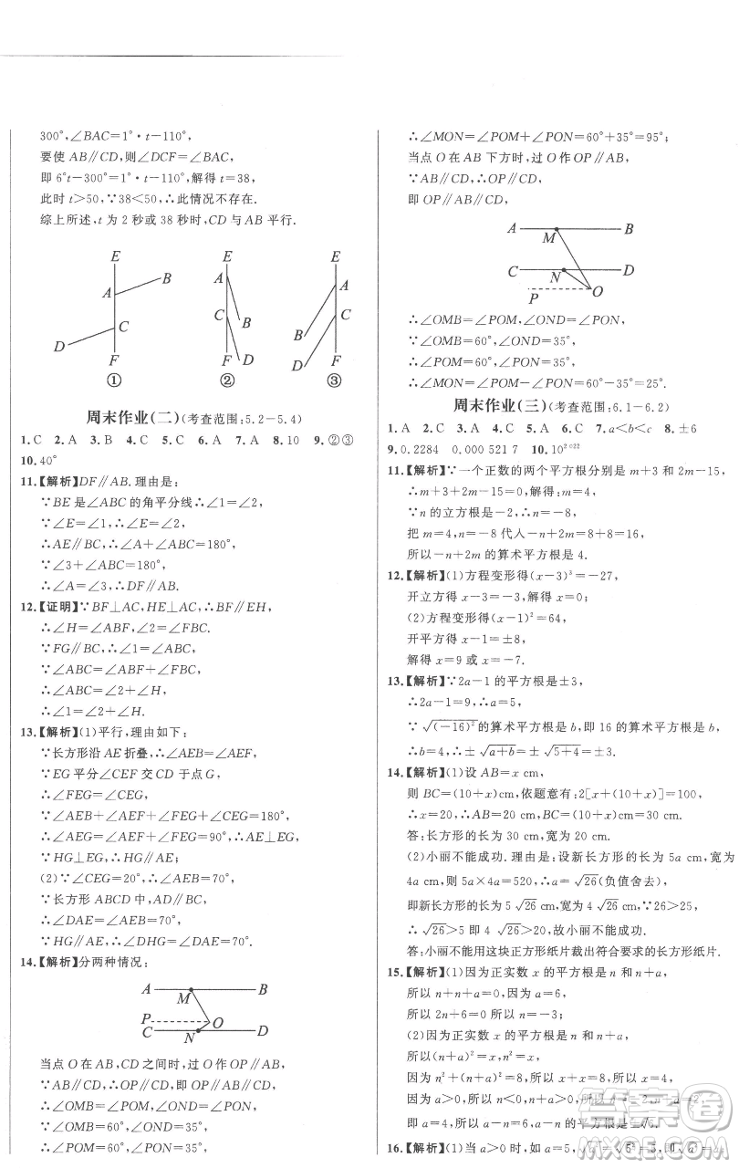 延邊大學(xué)出版社2023世紀(jì)金榜百練百勝七年級下冊數(shù)學(xué)人教版參考答案