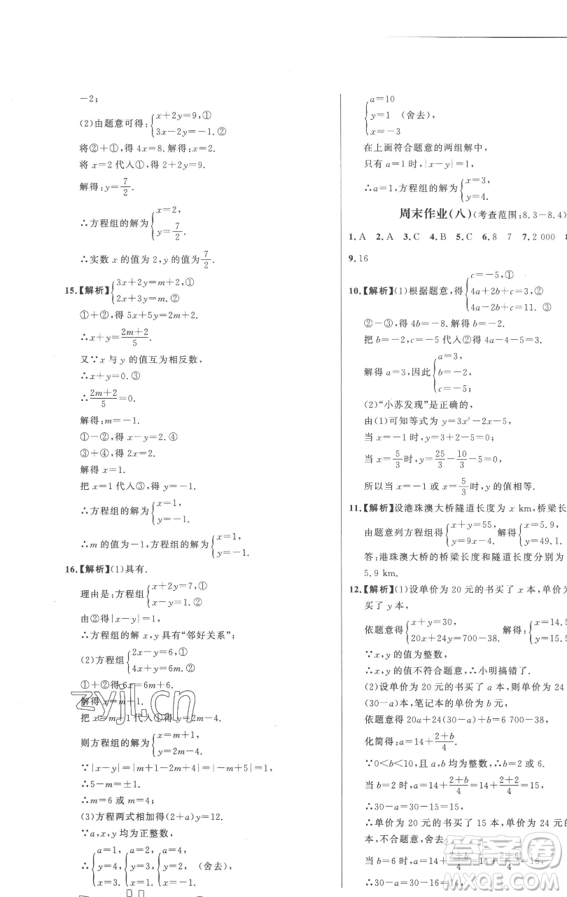 延邊大學(xué)出版社2023世紀(jì)金榜百練百勝七年級下冊數(shù)學(xué)人教版參考答案