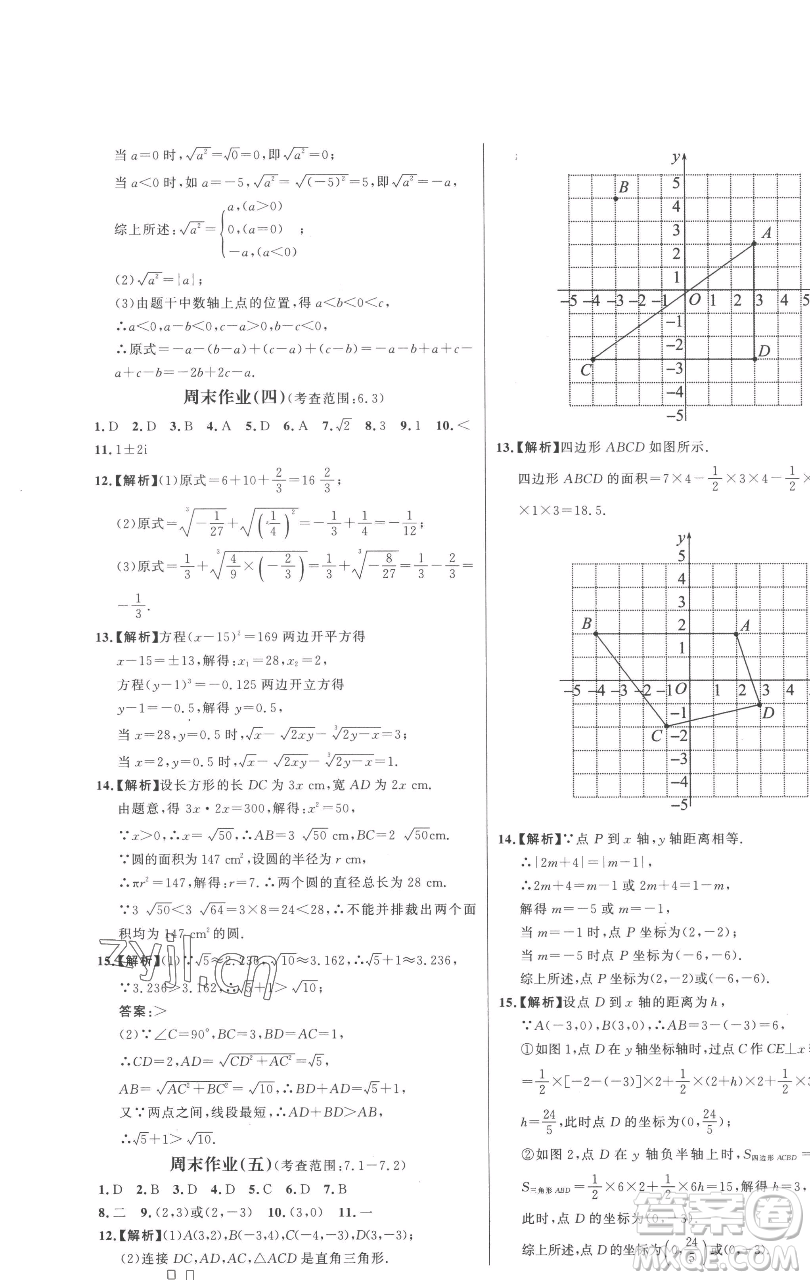 延邊大學(xué)出版社2023世紀(jì)金榜百練百勝七年級下冊數(shù)學(xué)人教版參考答案