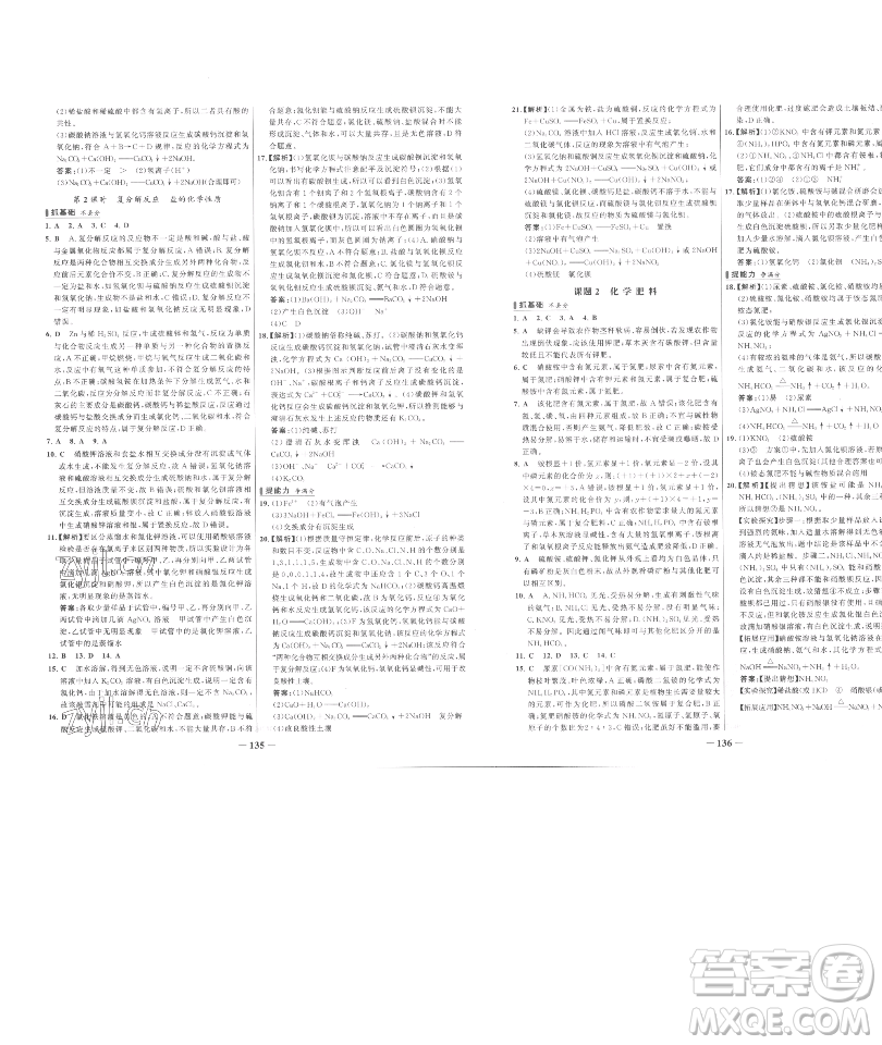 延邊大學(xué)出版社2023世紀(jì)金榜百練百勝九年級(jí)下冊(cè)化學(xué)人教版參考答案