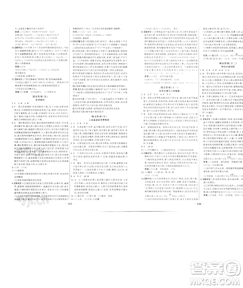 延邊大學(xué)出版社2023世紀(jì)金榜百練百勝九年級(jí)下冊(cè)化學(xué)人教版參考答案