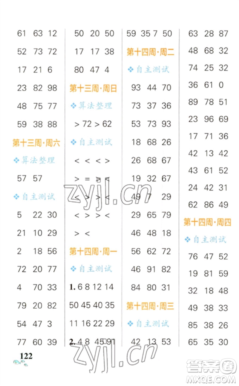 遼寧教育出版社2023小學學霸天天計算一年級數(shù)學下冊人教版參考答案