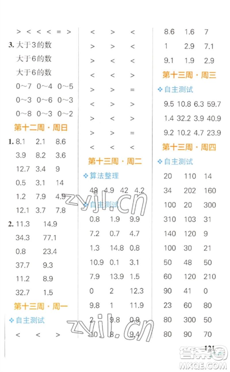 遼寧教育出版社2023小學(xué)學(xué)霸天天計算三年級數(shù)學(xué)下冊人教版參考答案