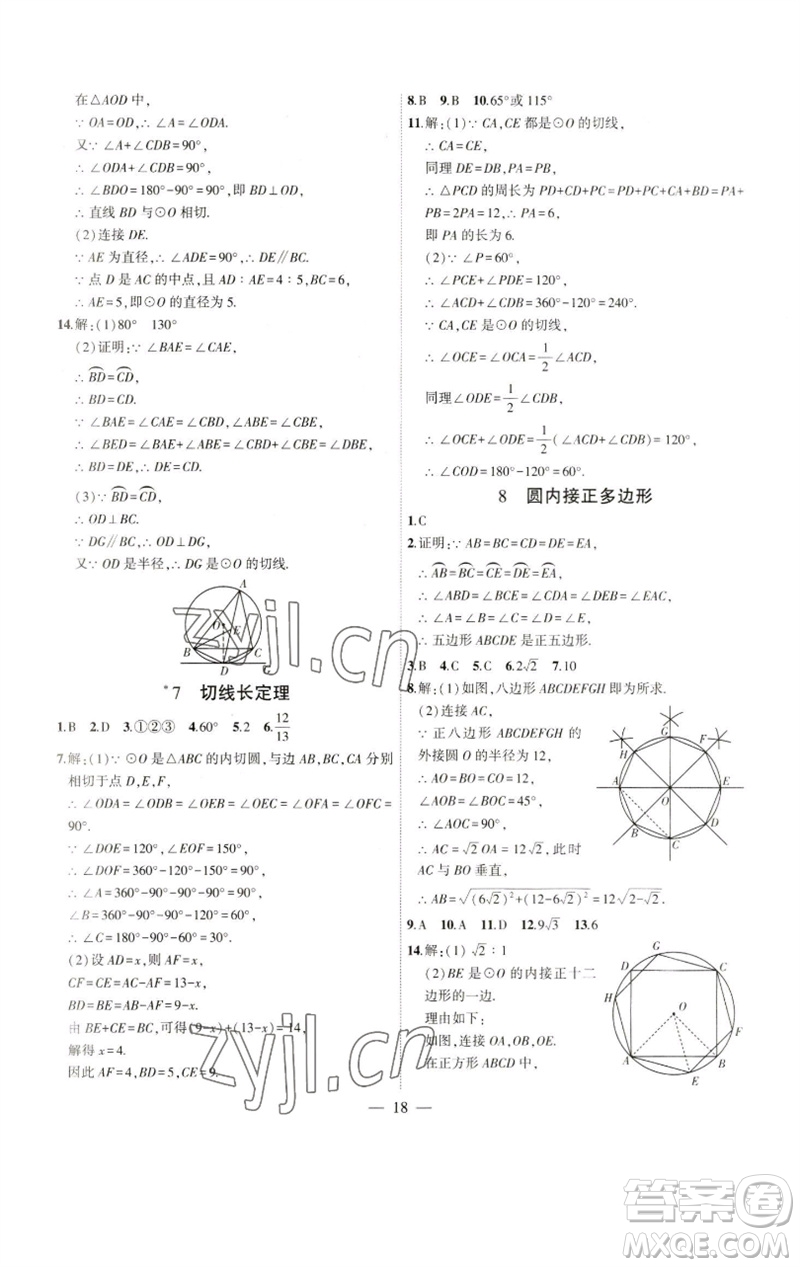 安徽大學(xué)出版社2023創(chuàng)新課堂創(chuàng)新作業(yè)本九年級數(shù)學(xué)下冊北師大版參考答案