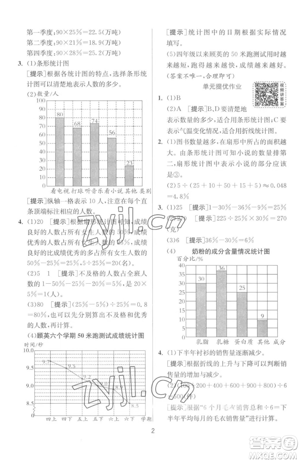 江蘇人民出版社2023春季1課3練單元達(dá)標(biāo)測(cè)試六年級(jí)下冊(cè)數(shù)學(xué)蘇科版參考答案