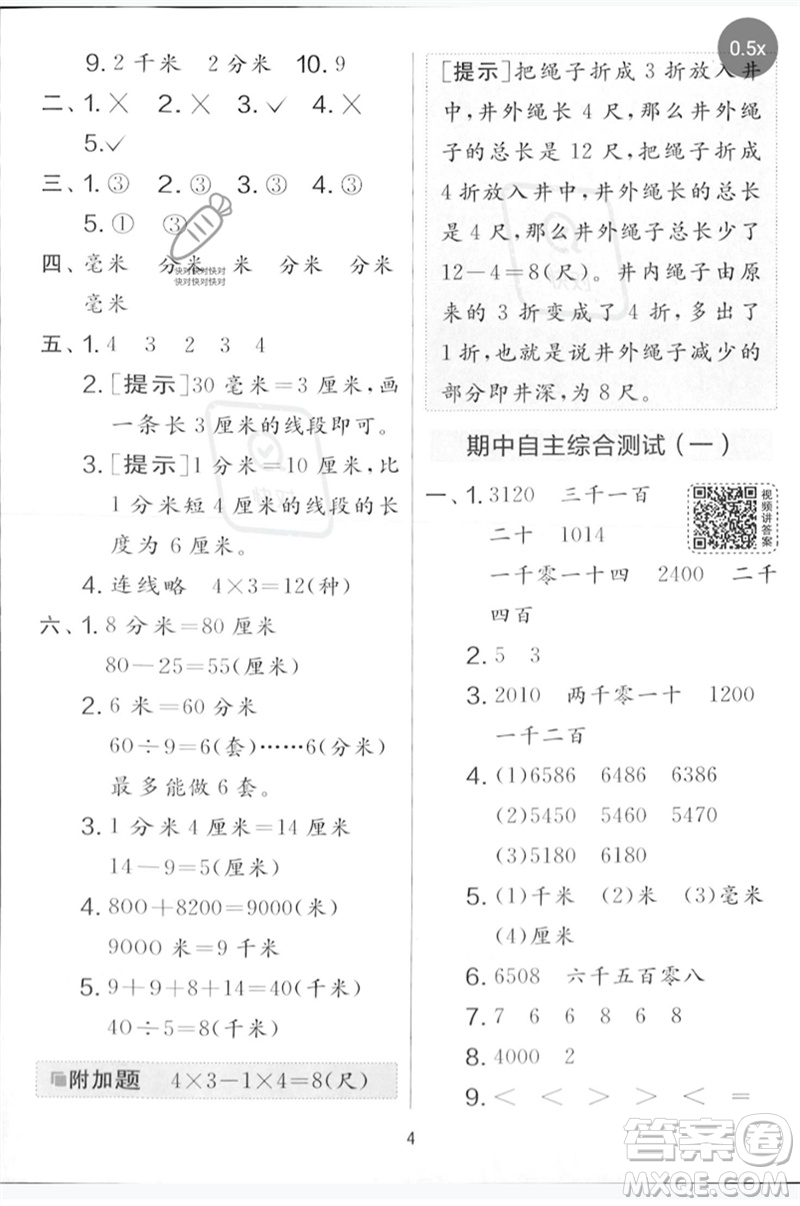 江蘇人民出版社2023春實(shí)驗(yàn)班提優(yōu)大考卷二年級(jí)數(shù)學(xué)下冊(cè)北師大版參考答案