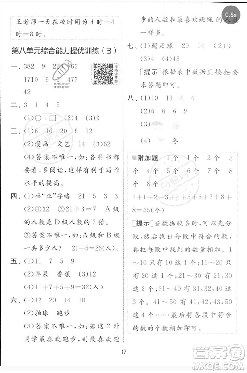 江蘇人民出版社2023春實(shí)驗(yàn)班提優(yōu)大考卷二年級(jí)數(shù)學(xué)下冊(cè)北師大版參考答案