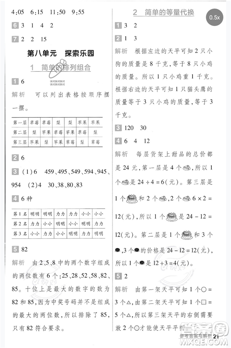 延邊教育出版社2023一遍過(guò)二年級(jí)數(shù)學(xué)下冊(cè)冀教版參考答案