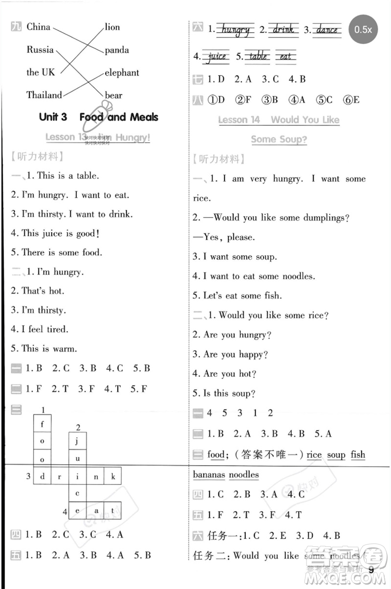 延邊教育出版社2023一遍過(guò)三年級(jí)英語(yǔ)下冊(cè)三起點(diǎn)冀教版參考答案