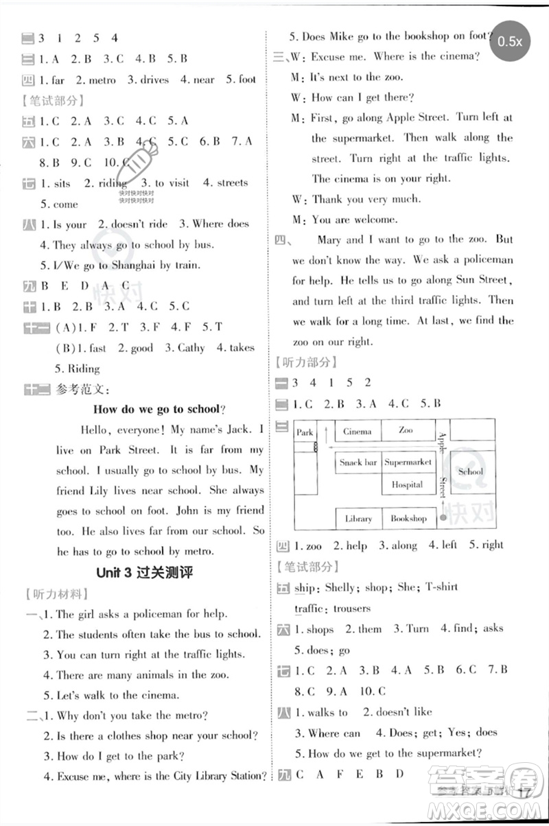 延邊教育出版社2023一遍過五年級(jí)英語下冊(cè)三起點(diǎn)譯林版參考答案