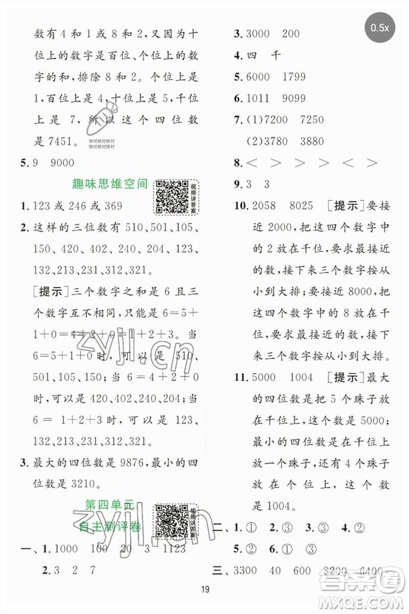 江蘇人民出版社2023實驗班提優(yōu)訓練二年級數(shù)學下冊蘇教版參考答案