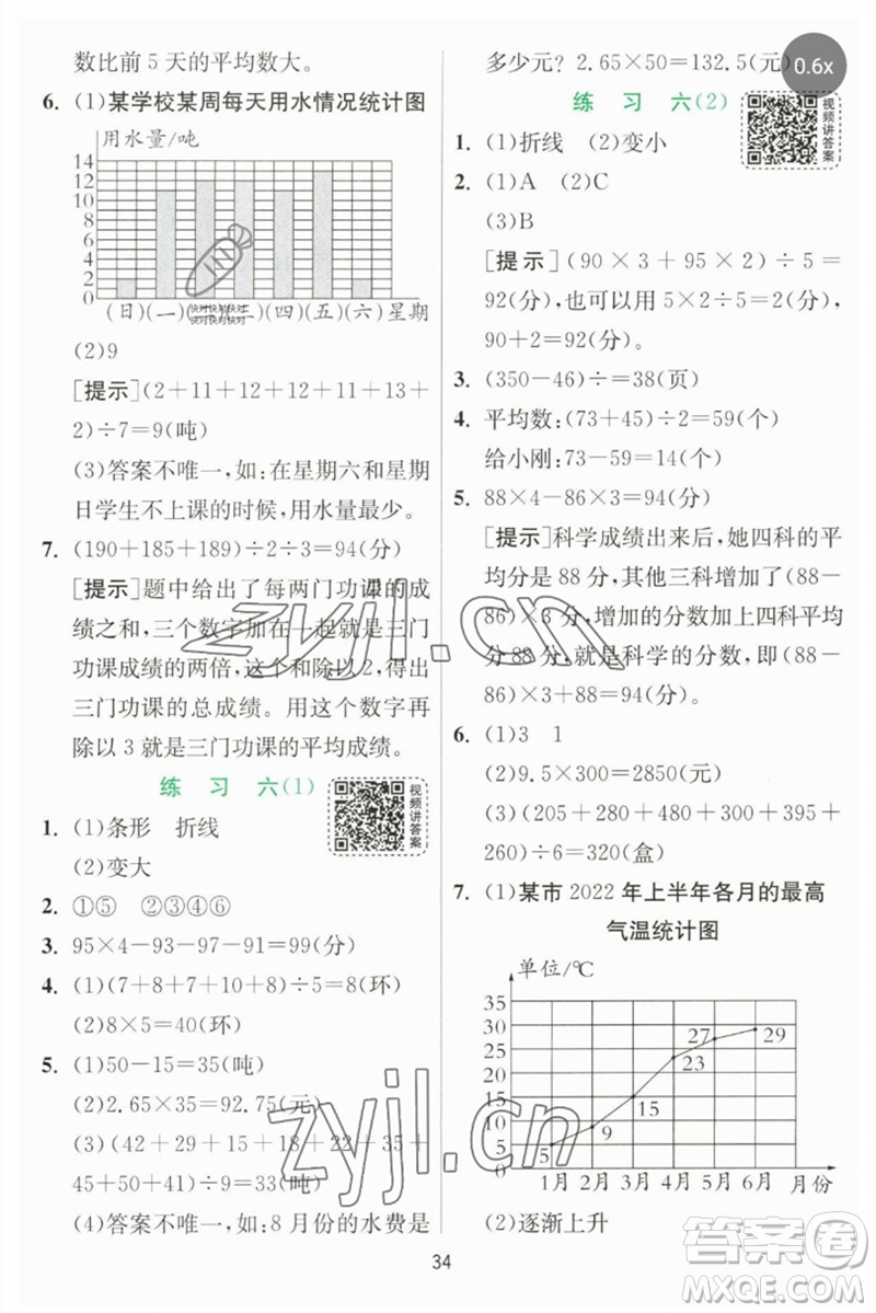 江蘇人民出版社2023實(shí)驗(yàn)班提優(yōu)訓(xùn)練四年級(jí)數(shù)學(xué)下冊(cè)北師大版參考答案