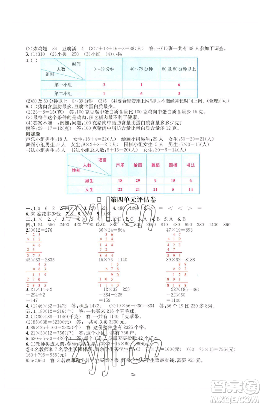 華東師范大學(xué)出版社2023華東師大版一課一練三年級(jí)下冊(cè)數(shù)學(xué)人教版A版參考答案