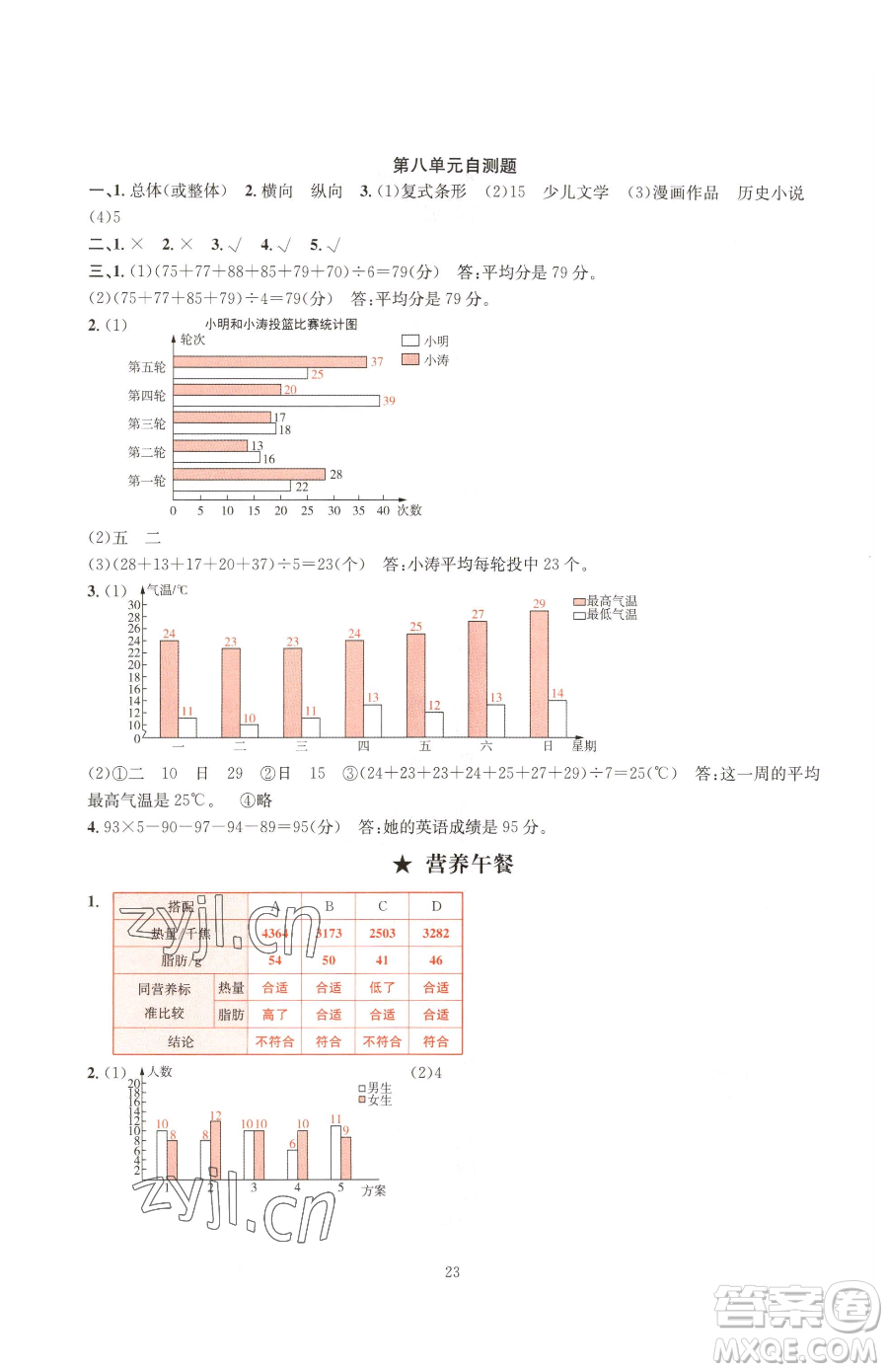 華東師范大學(xué)出版社2023華東師大版一課一練四年級(jí)下冊(cè)數(shù)學(xué)人教版A版參考答案