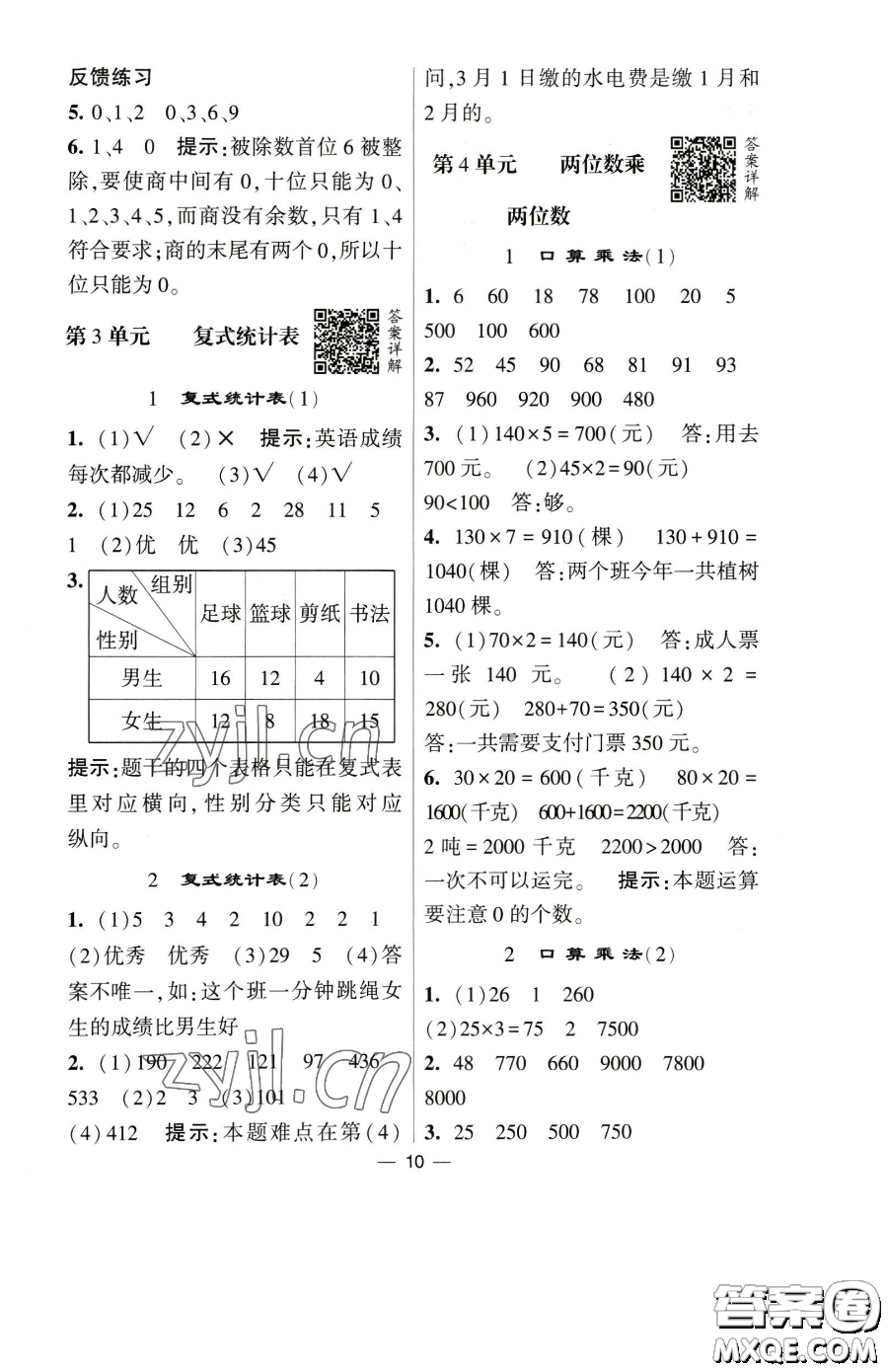 寧夏人民教育出版社2023經(jīng)綸學(xué)典提高班三年級下冊數(shù)學(xué)人教版參考答案